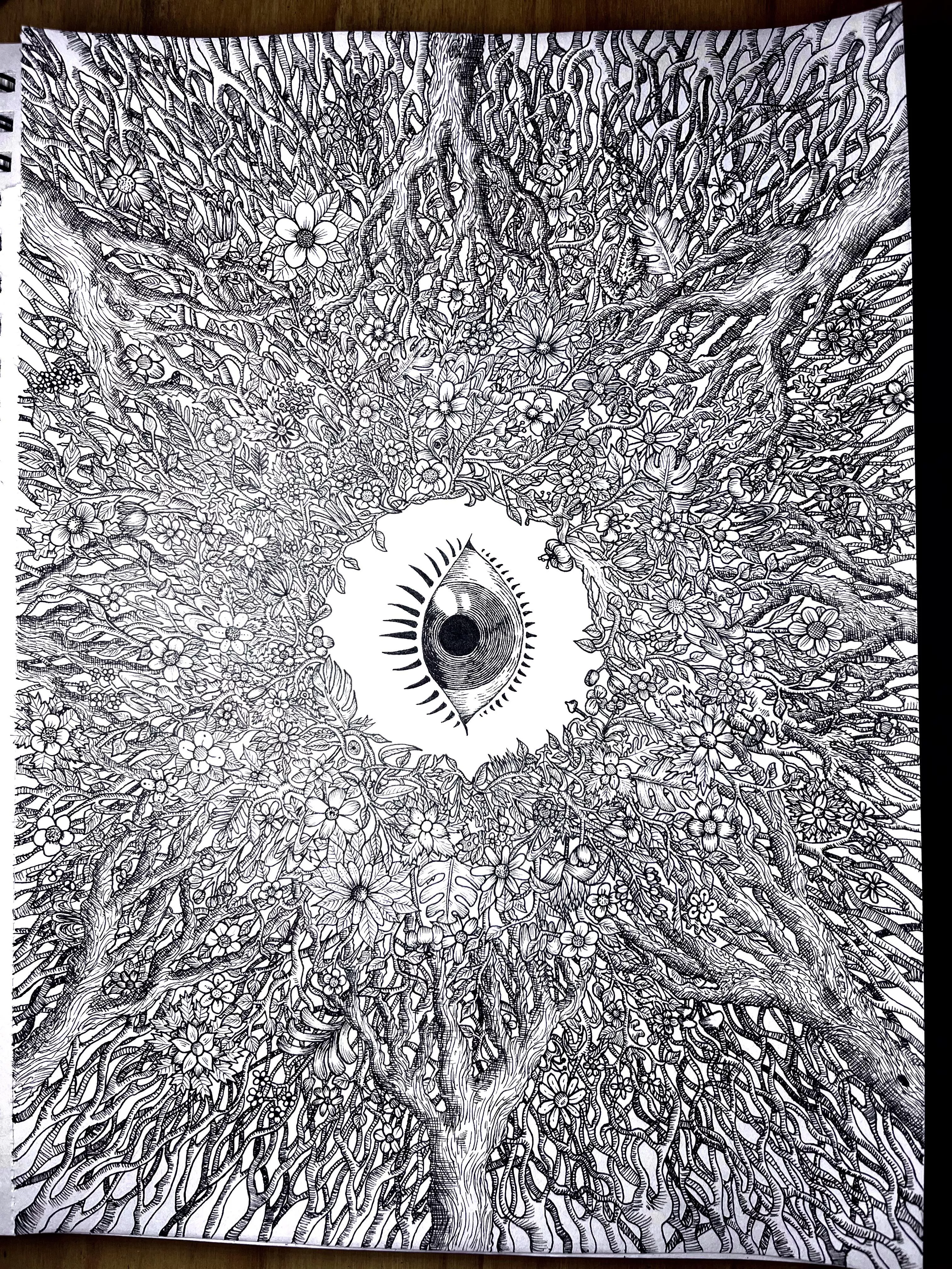 “The third eye”, ink on paper, inspired by a recent psilocybin trip I had. I hope you enjoy!