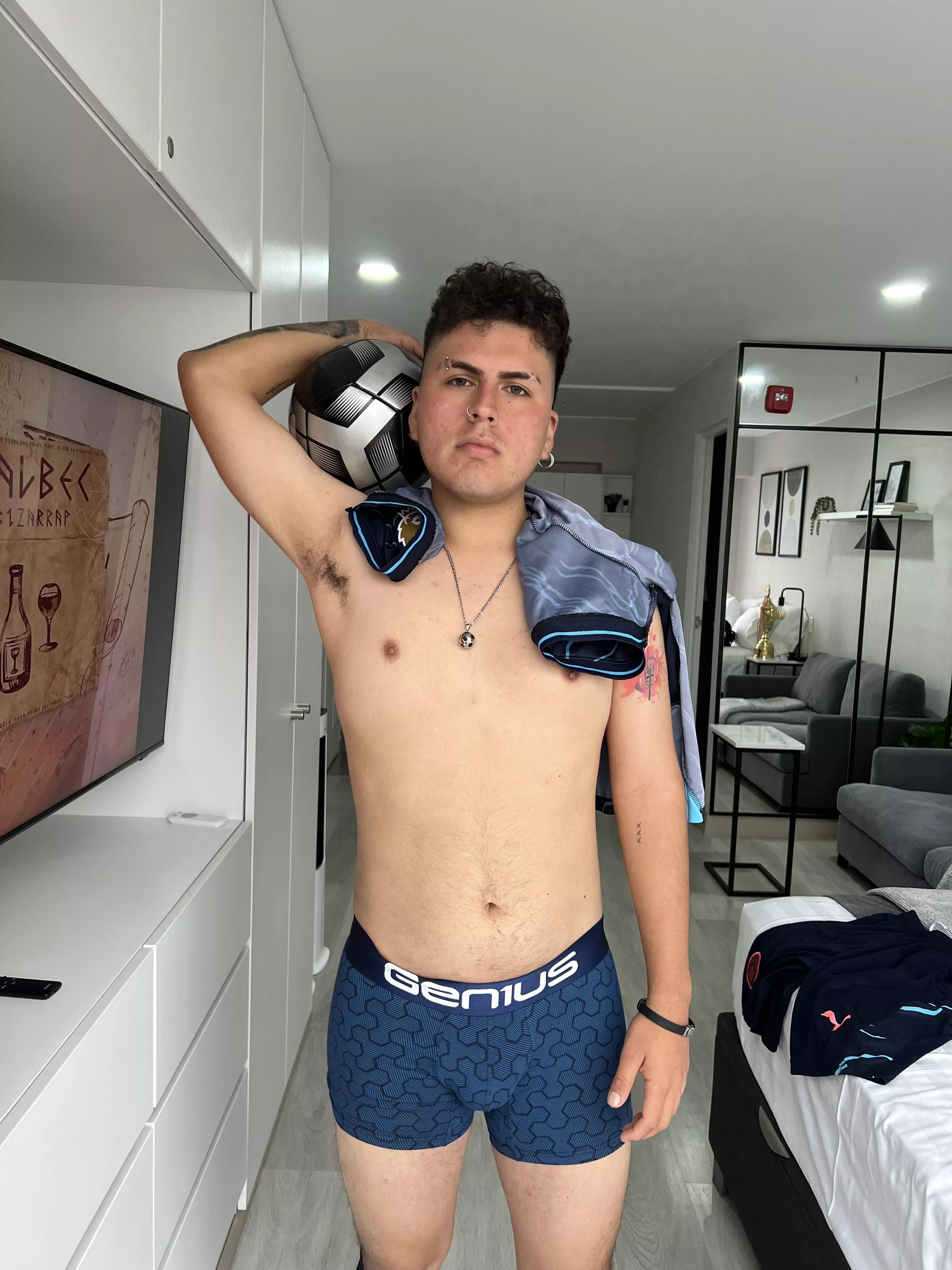 this soccer player bulge shows up real good in my underwear and in my shorts when I’m out on the field