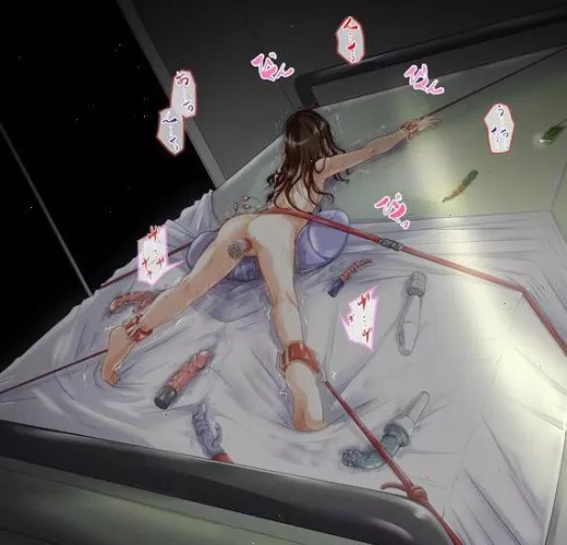 Tied to bed while cumming