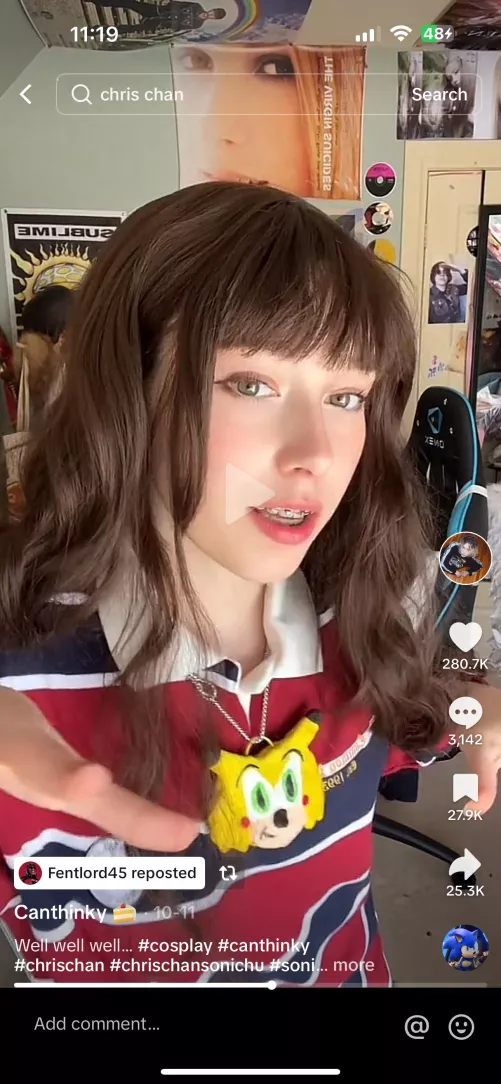 Woman cosplaying as Chris on TikTok