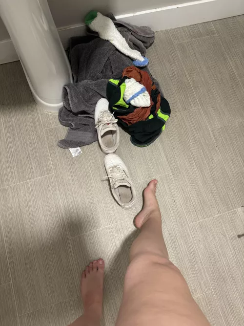 Would be a shame for these sweaty panties and socks to go in the laundry ~