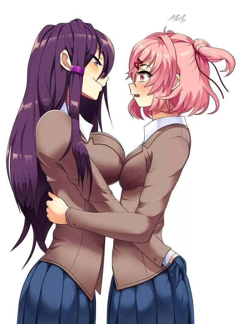 Yuri grabbing Nat's cupcakes (by JohnNeo)