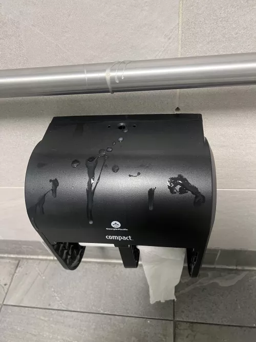 [28] my workplace needs to be cumtagged so i needed to start it and did it last night in the mens private bathroom. hopefully the cleaning janitors dont wipe this off (part 1/2)