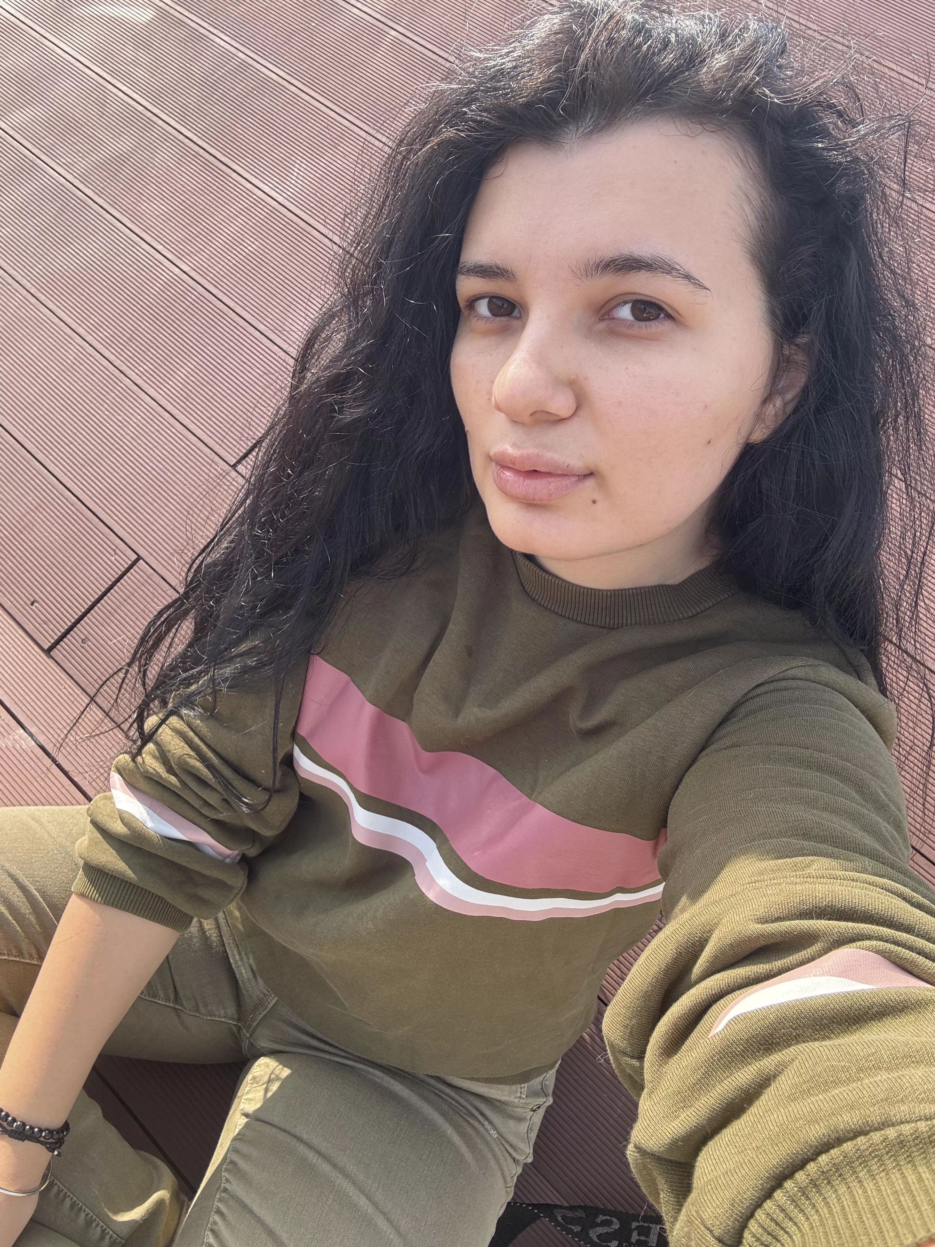 Average girl enjoying the sunlight