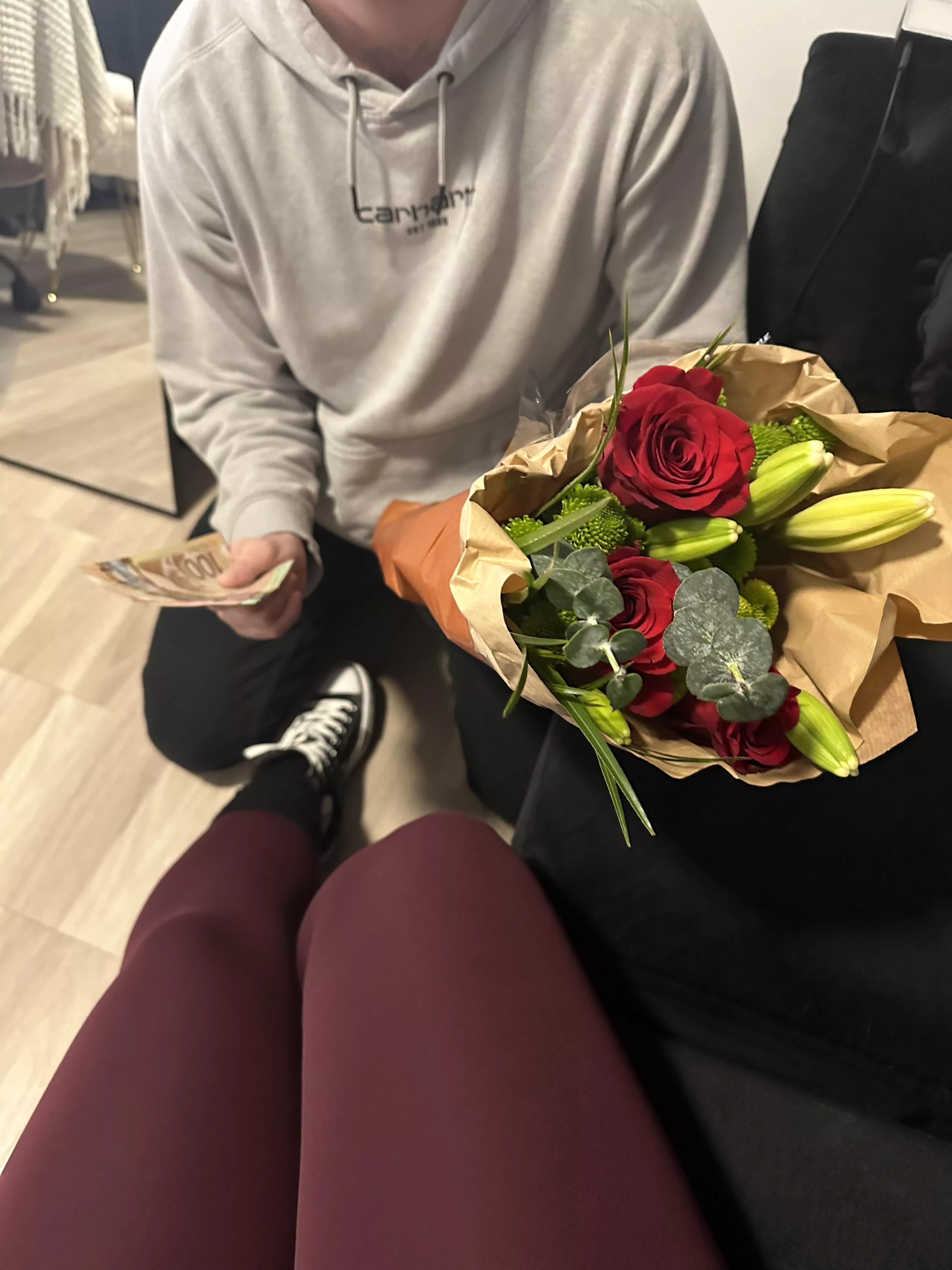 Bringing Me a belated birthday present or two 🥰 as he should 💰 💐 