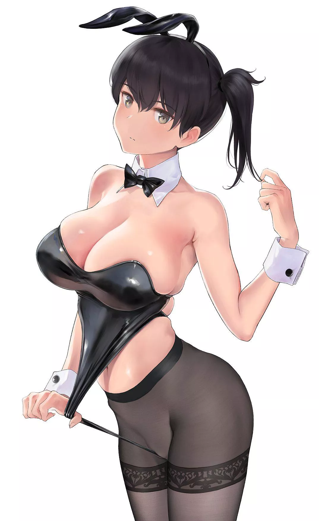 Bunny Kaga pulling her leotard