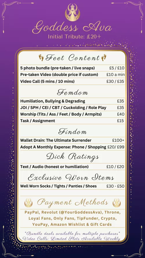 (F4A) Findom/femdom Goddess seeking obedient devoted and loyal subs 