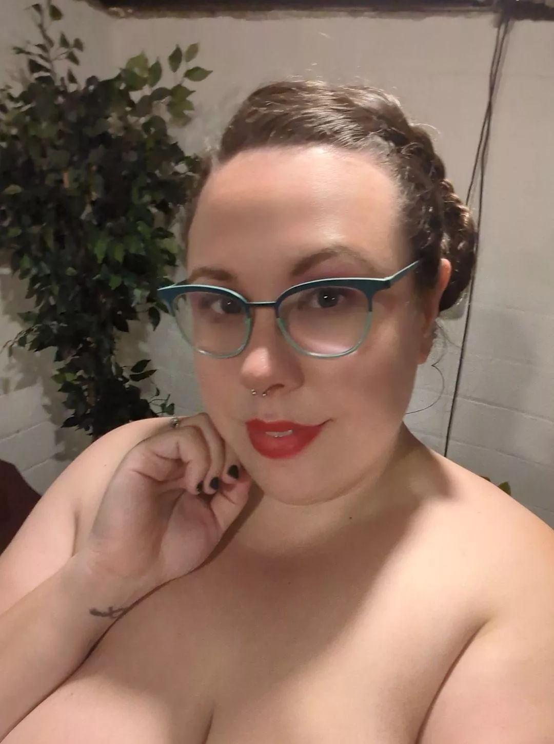 Had to pin my hair up in braids so it would fit under my Jessica Rabbit wig.