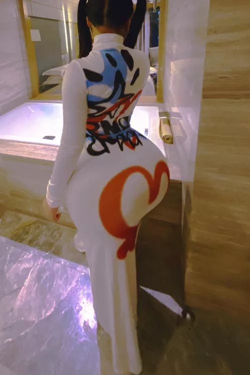 I like to show off my big plastic booty in the ladies room