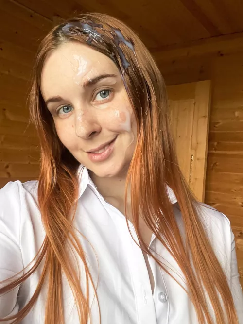 I love taking photos with cum on my hair