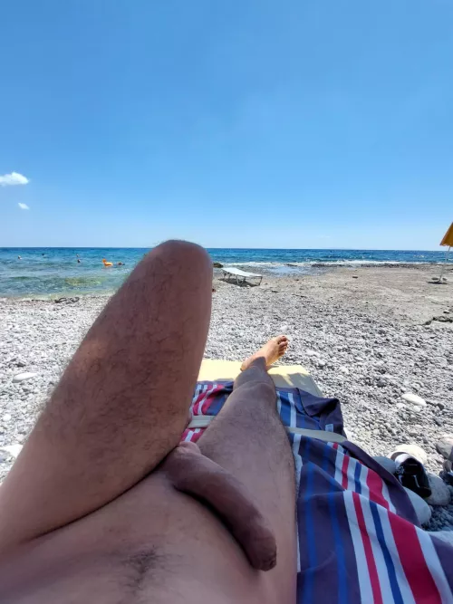 It's always exciting to be naked on a public beach with my wife and strangers