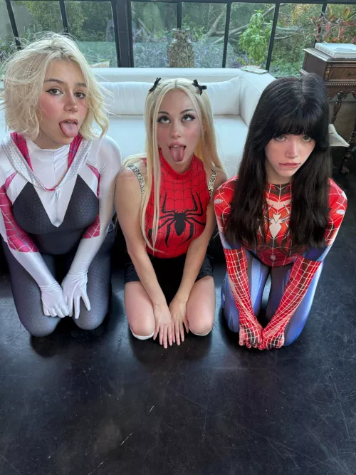 just 3 Spider girls trick or treating! 🎃
