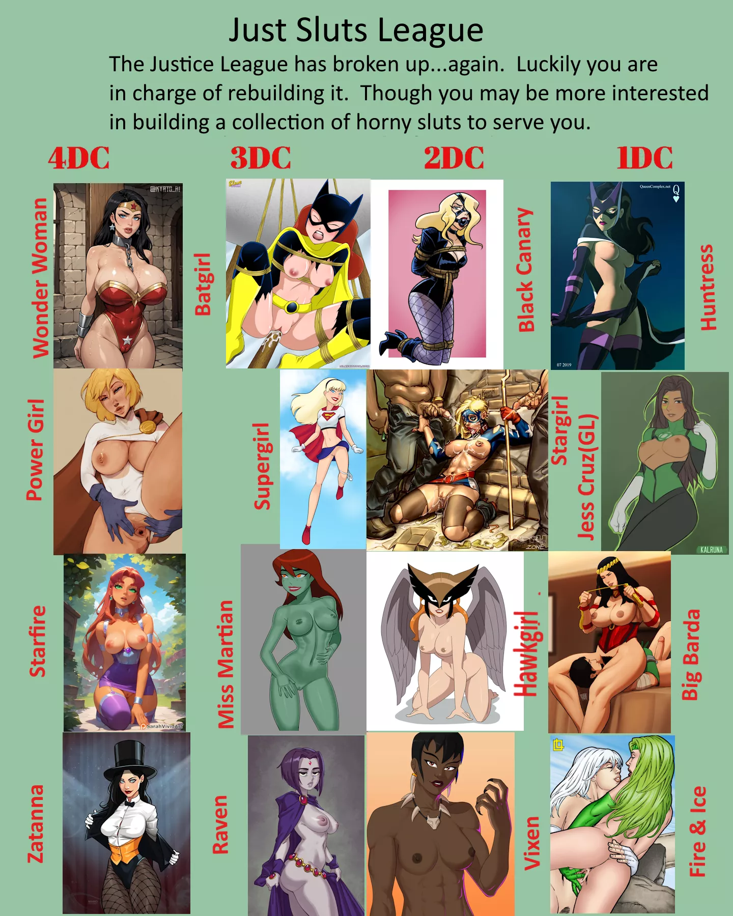 Just Sluts League  - 15 Pts to Choose