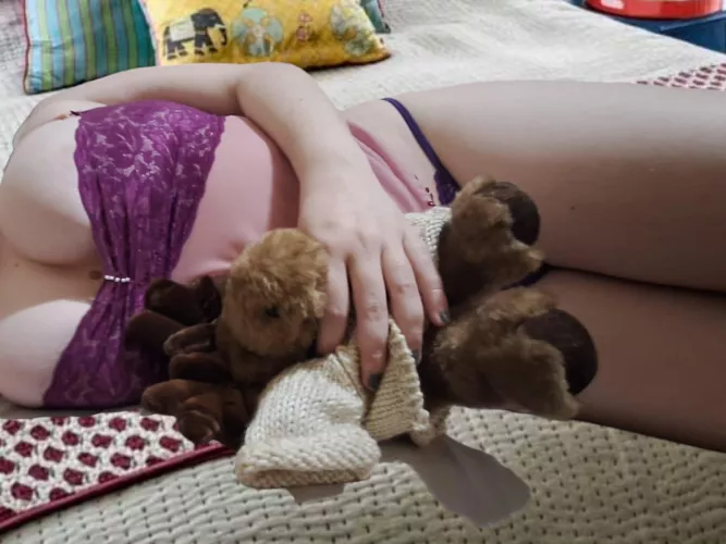 Kitten is a bit sad today... 😿 She's lucky for her plushies