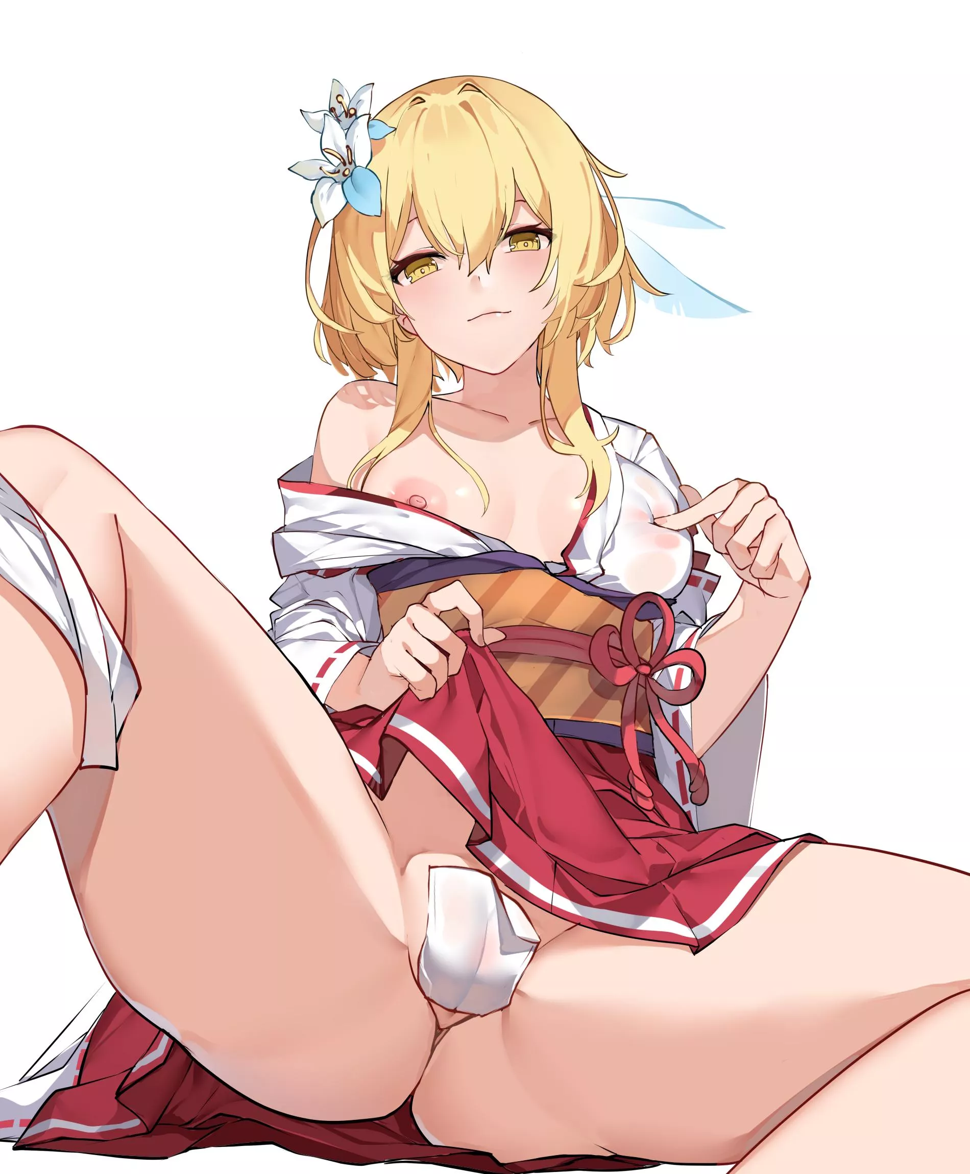 Lumine wearing an Inazuma styled outfit