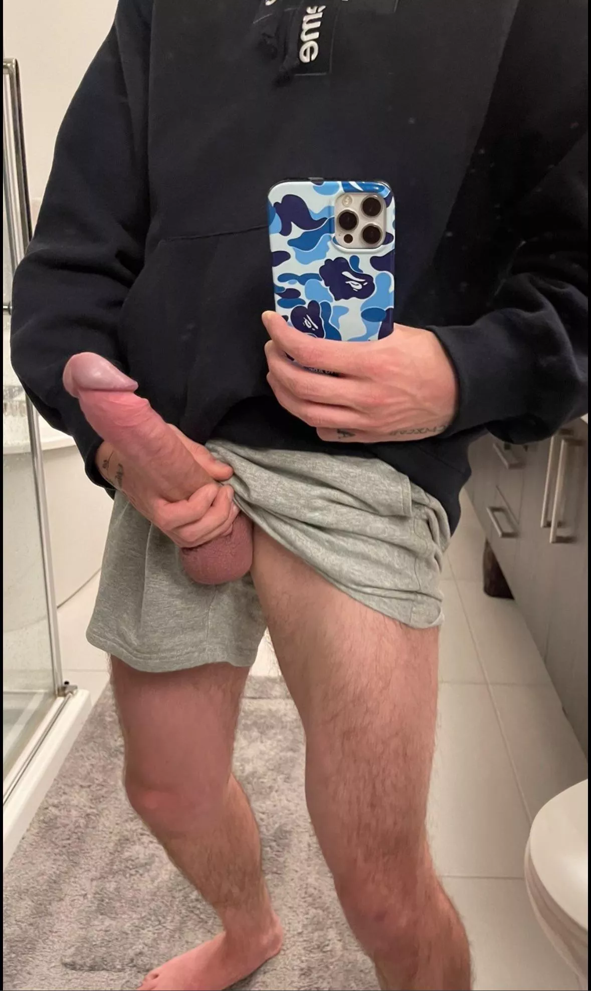 My brothers friend is always using my bathroom. I think he is trying to catch me with my cock out😈
