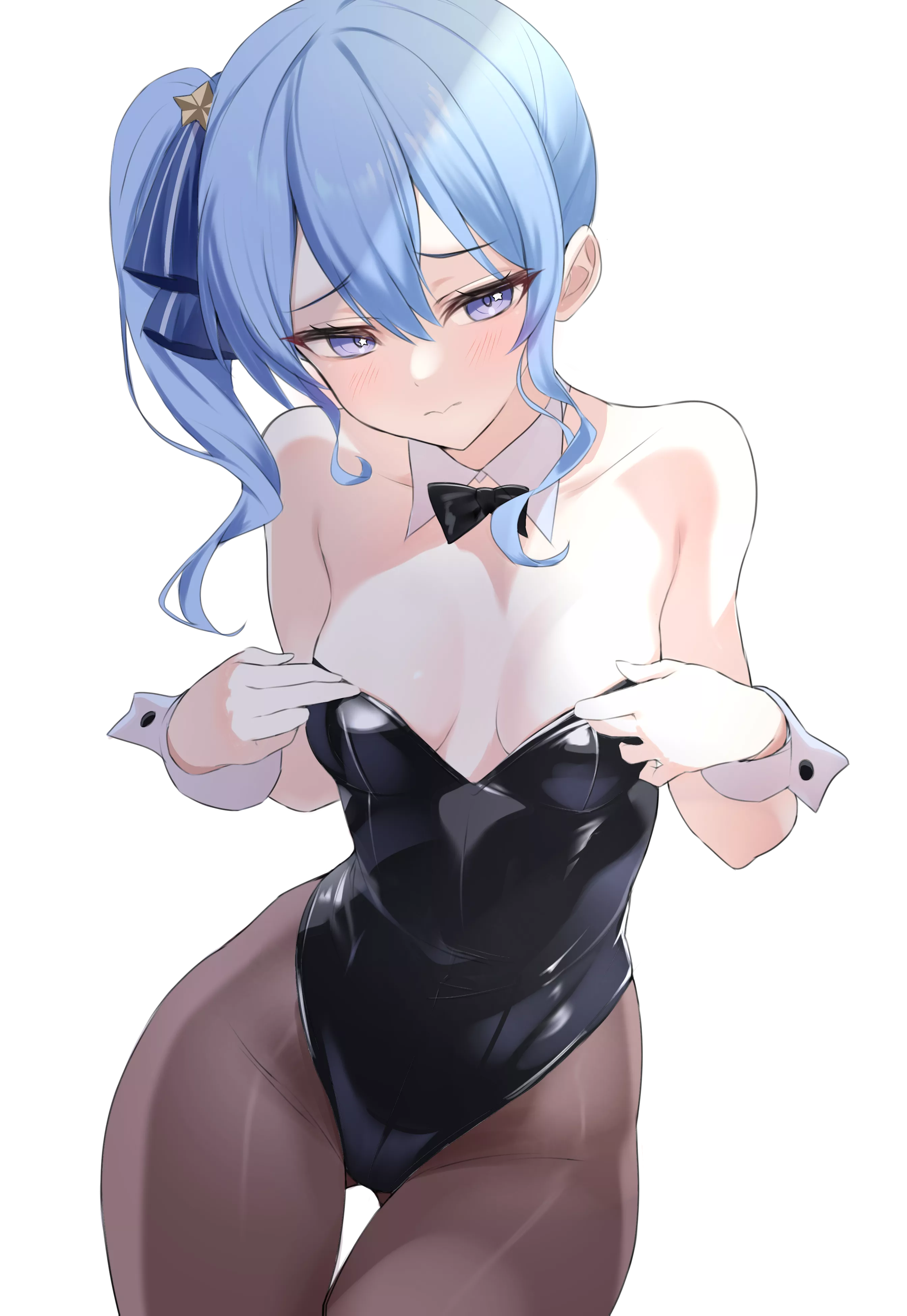 Suisei is feeling shy about her bunny suit.