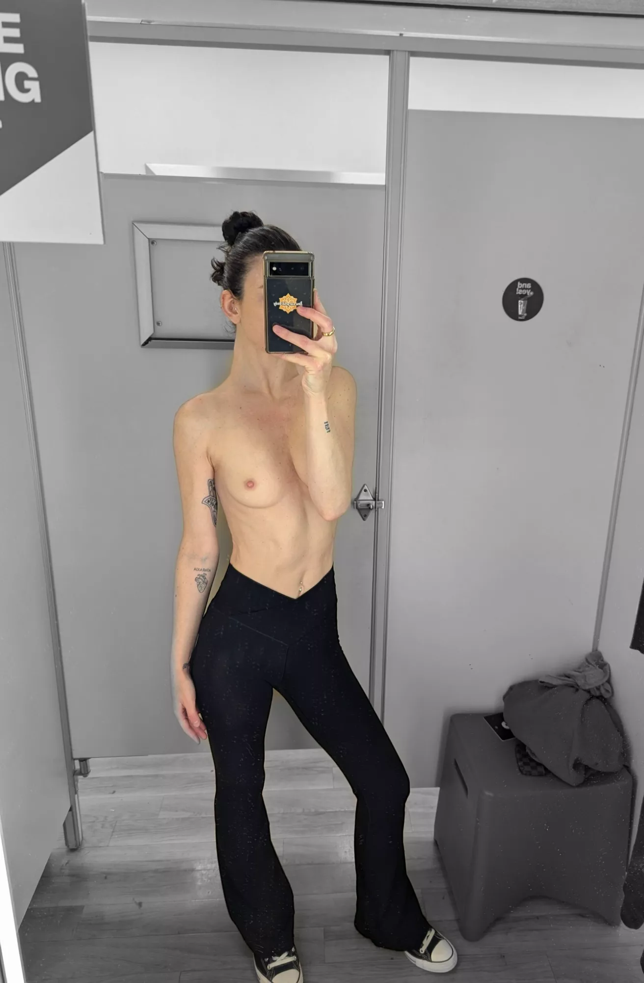 Tiny tits go great with black chucks