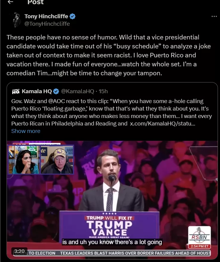 Tony arguing with AOC and Tim Walz on twitter 💀