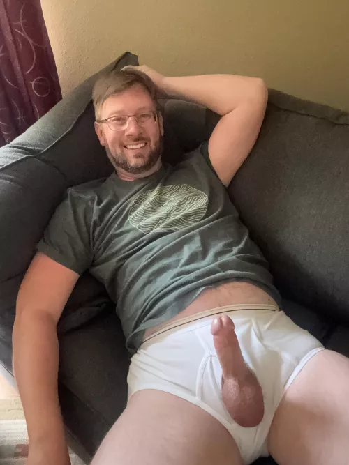 Wearing my friends tighty whities.  😈