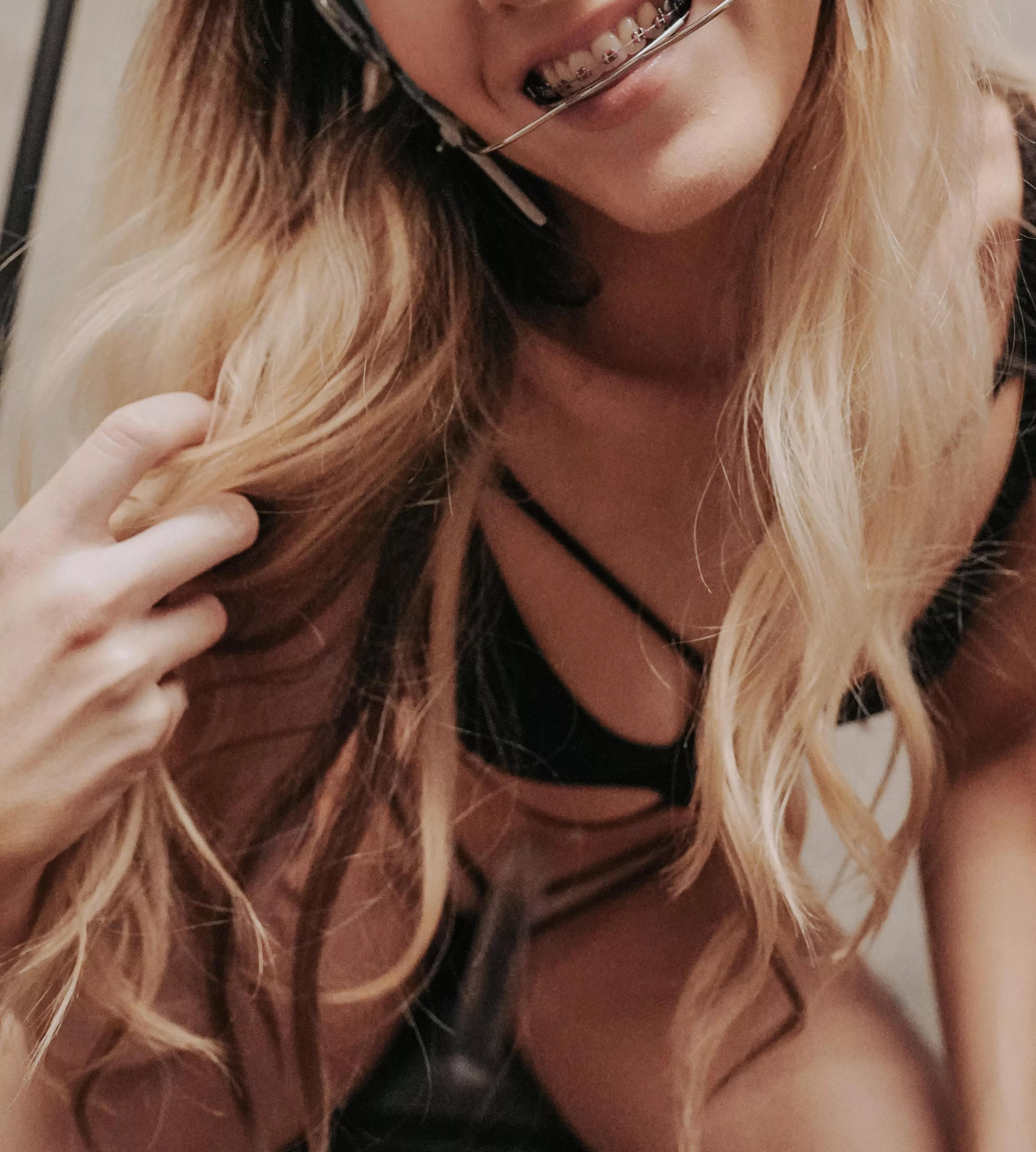 What are you staring at? Never seen a cute smile with headgear before?