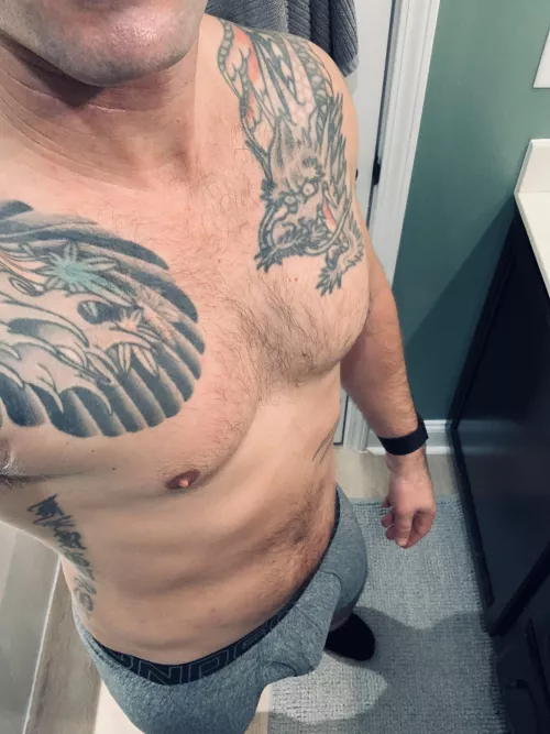 [37] Trying on the new undies. 