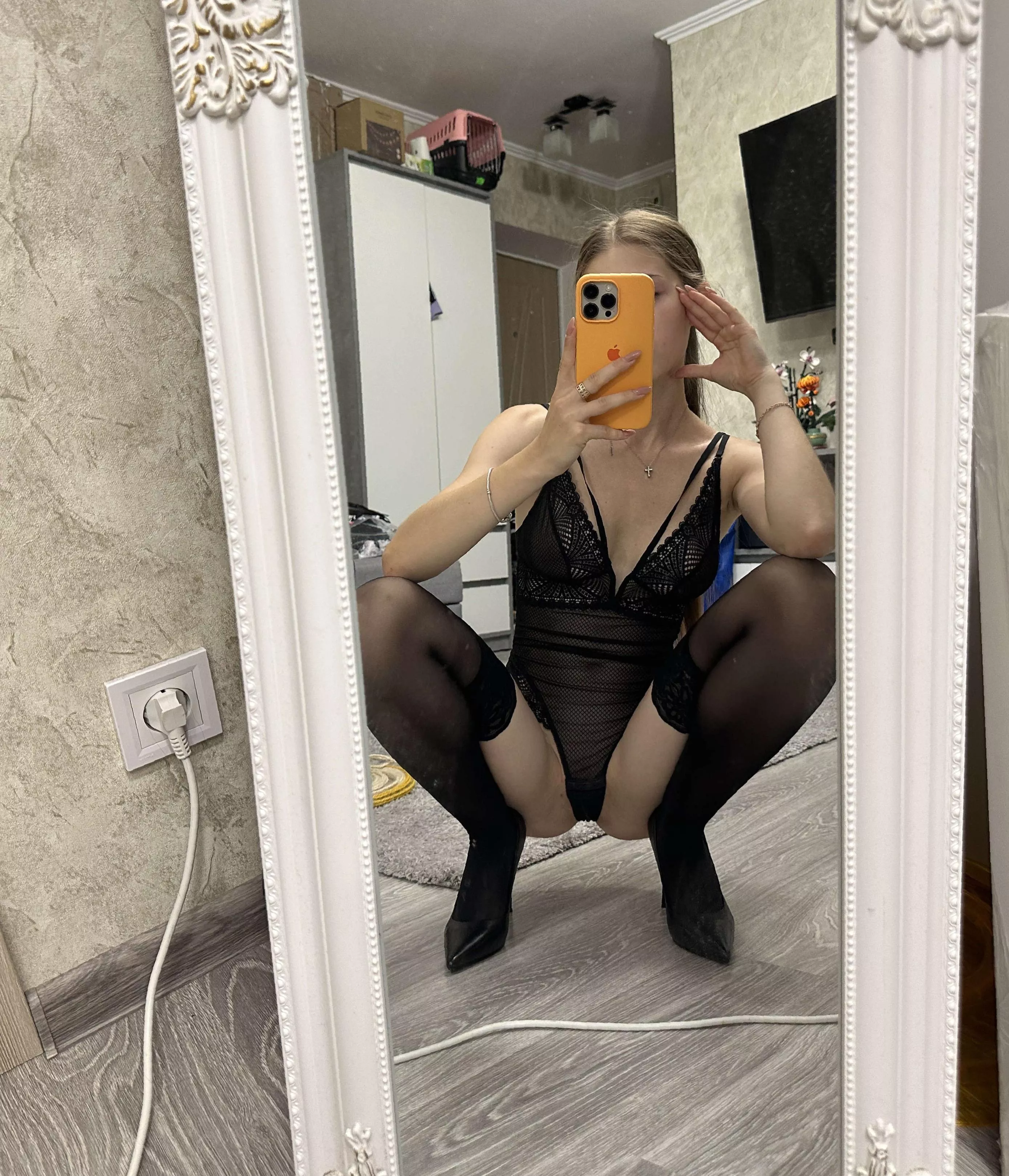 Black lingerie is a good look for fair skin