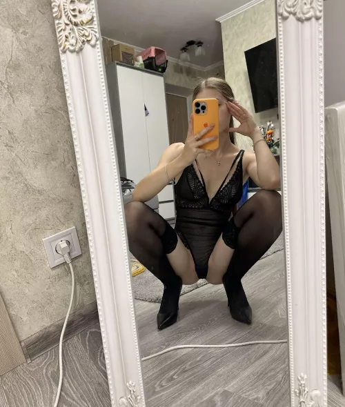 Black stockings and heels are so sexy