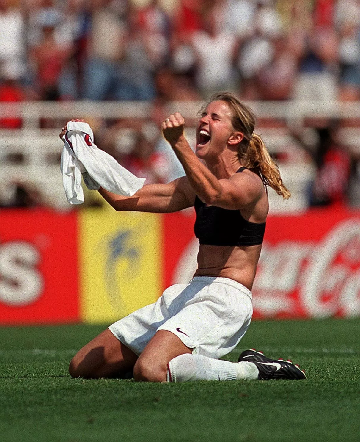 Brandi Chastain's 1999 World Cup celebration.