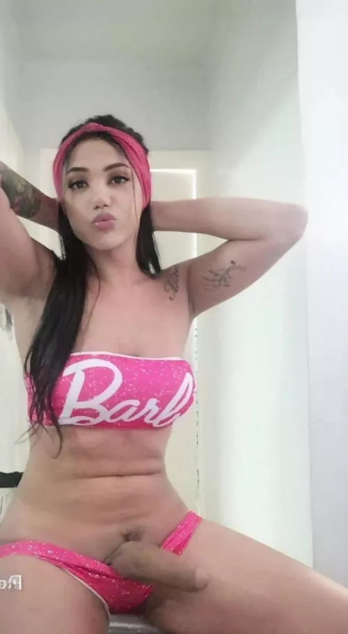 Caught your new sultry roommate in your room, and she's packing a massive shemale cock—what's your move?