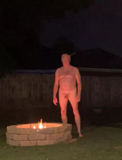 Enjoying an evening fire