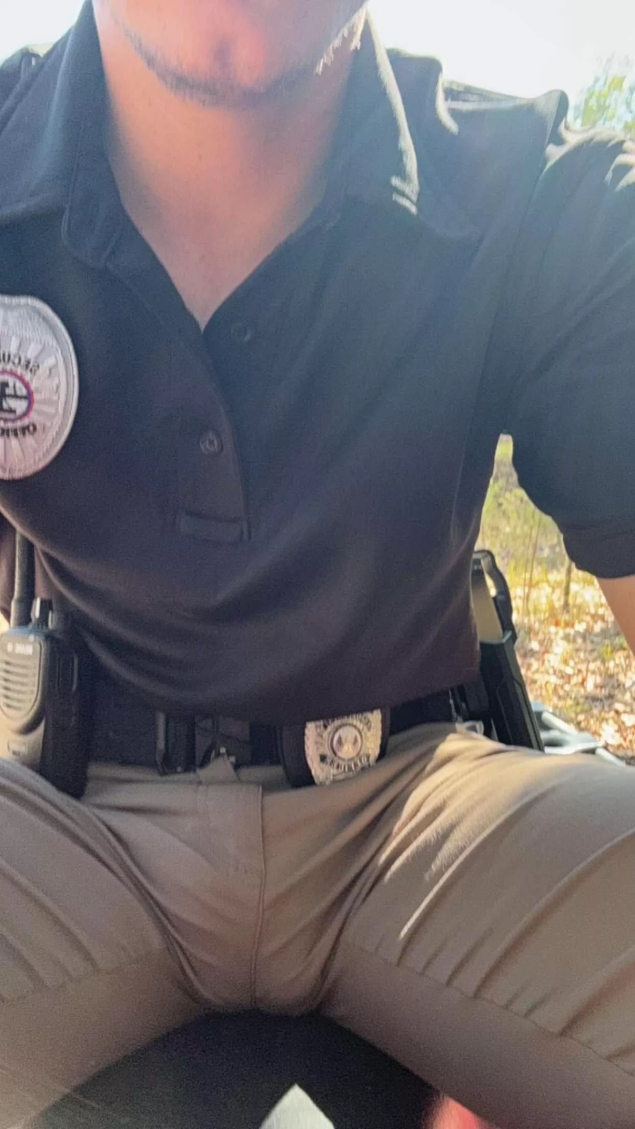 Had to tuck him in the band but my balls still wanted to say hi 