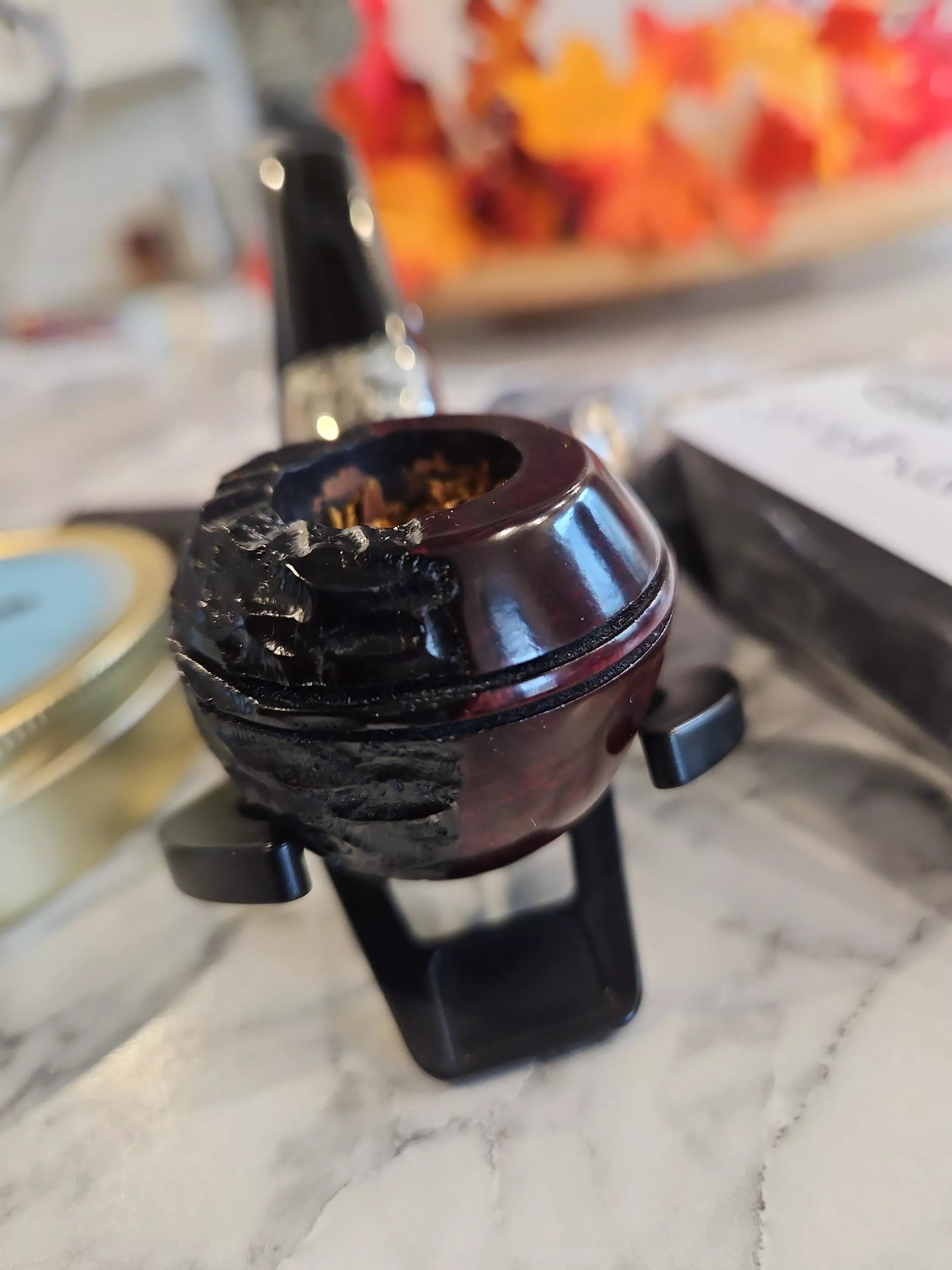 New pipe and tobacco. Peterson Dr. Jekyll and Mr.Hyde with some Capstan Blue. 