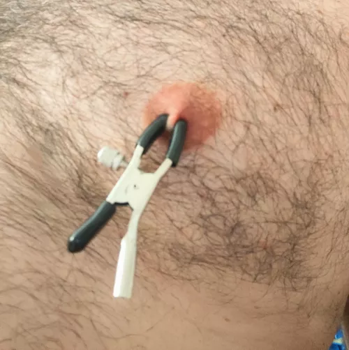 OC clamping my nipples 