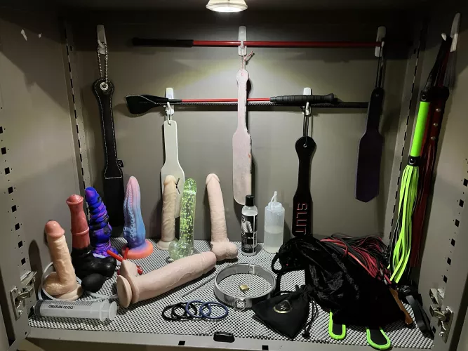 Old Office cabinet turned into our lockable play storage cabinet 