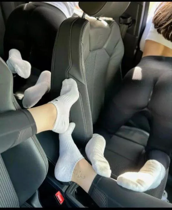 Sexy sock party in a car