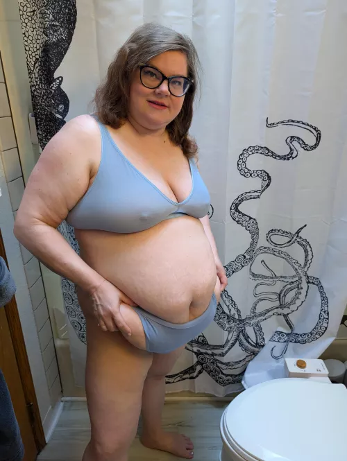 Spilling out the bottom of these panties.