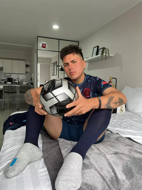 What do you think of my bulge? Haha, would you let this soccer player satisfy himself with your mouth, you dirty slut? Haha