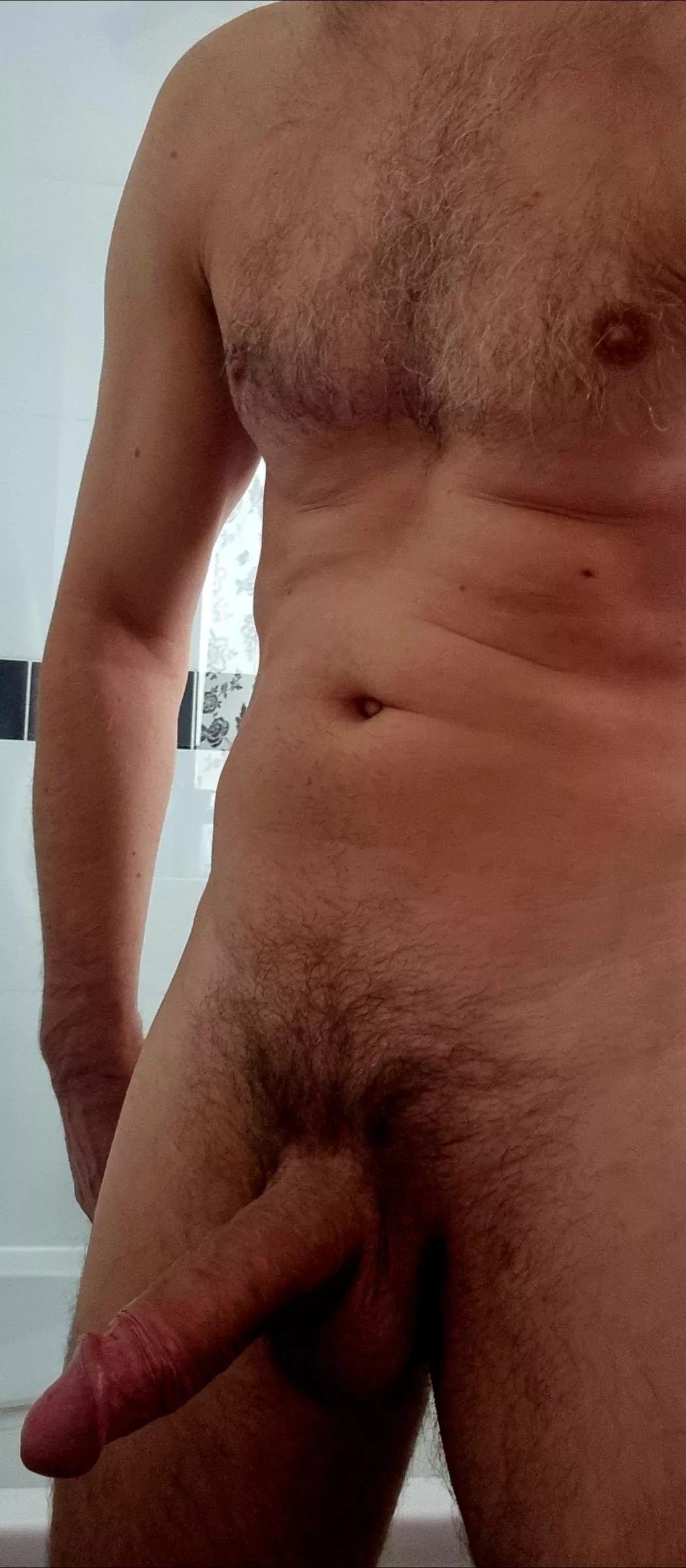 You caught me stroking my cock before I get in the shower.. shall we continue in there.. [50]