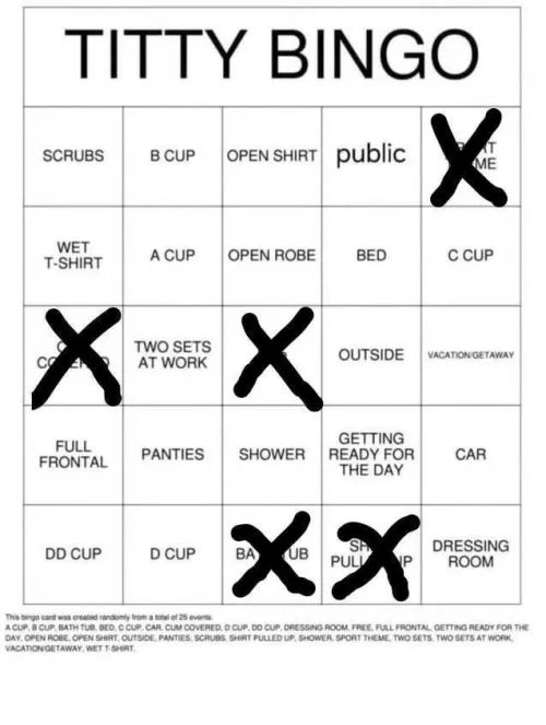 23 M looking to fill out my bingo card who wants to help?