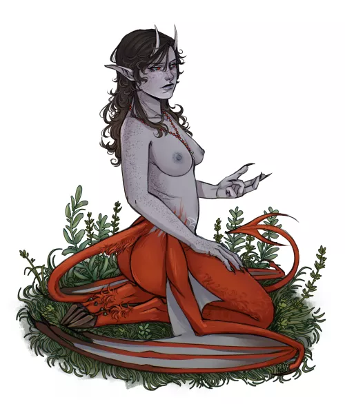 A succubus in sage and rosemary (oc by me FriddsCat)