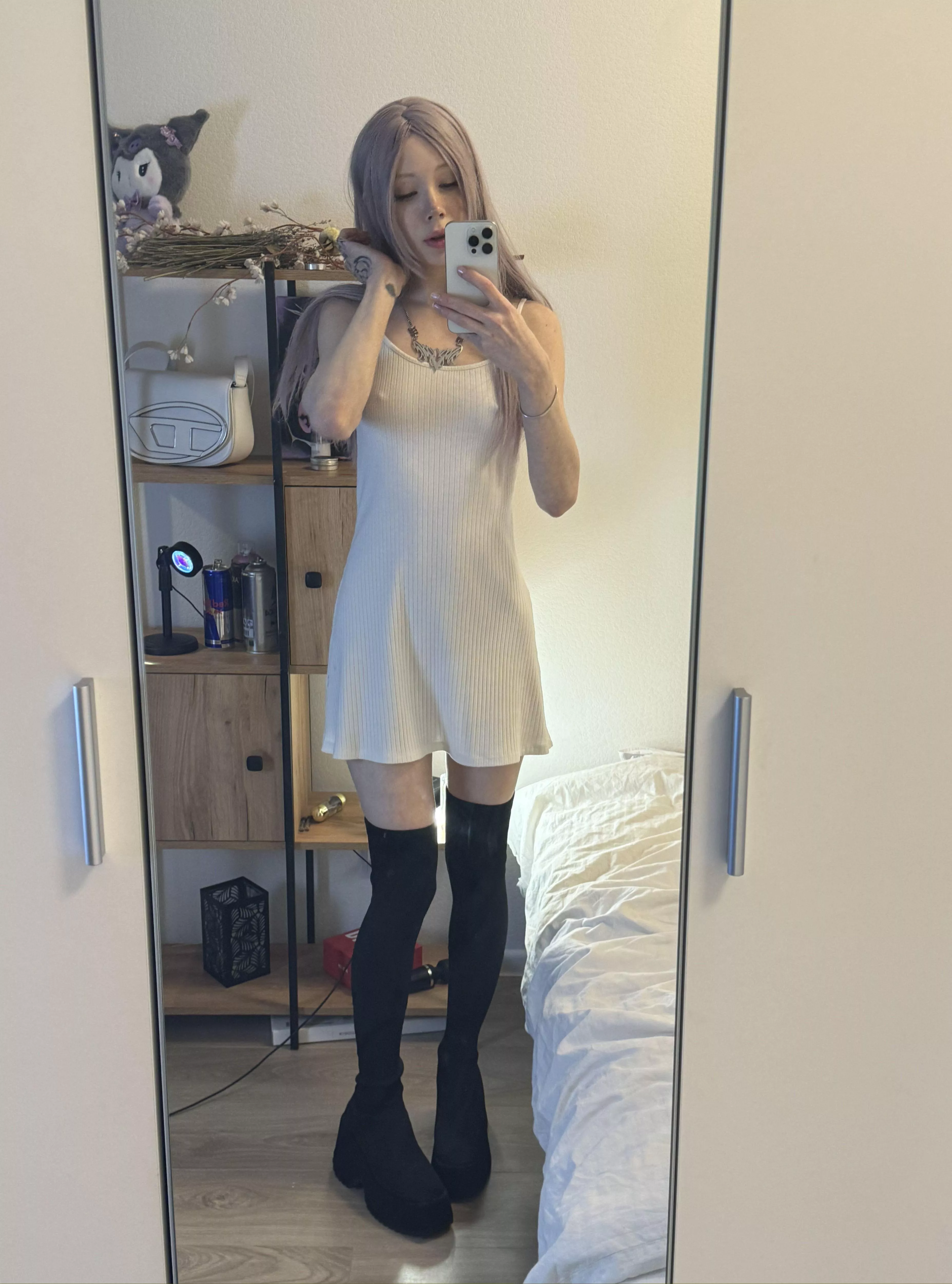 emphasising my diminutiveness with my boots