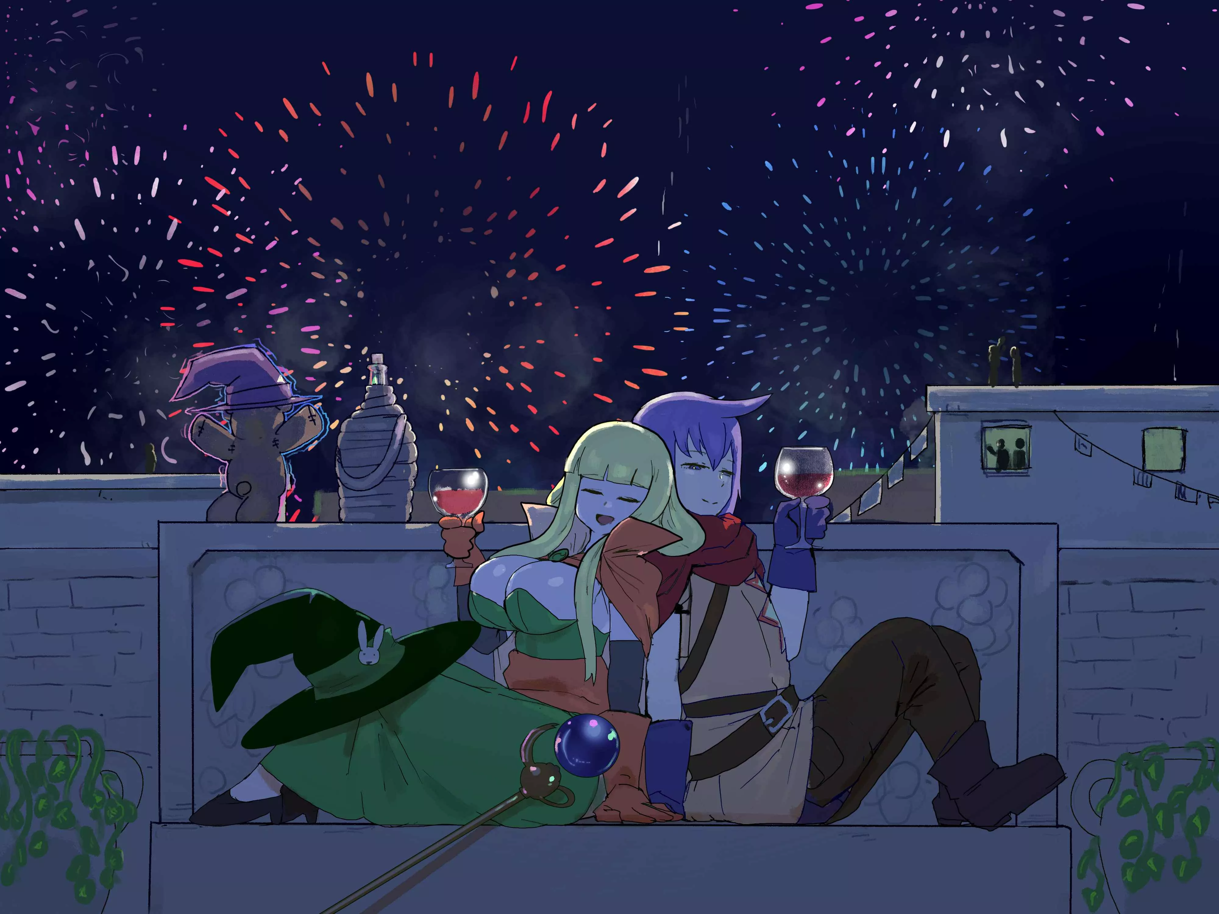 Heinrich and Alicetroemeria celebrating the release date of Paradox 3 being soon. (Art by: Setouchi)