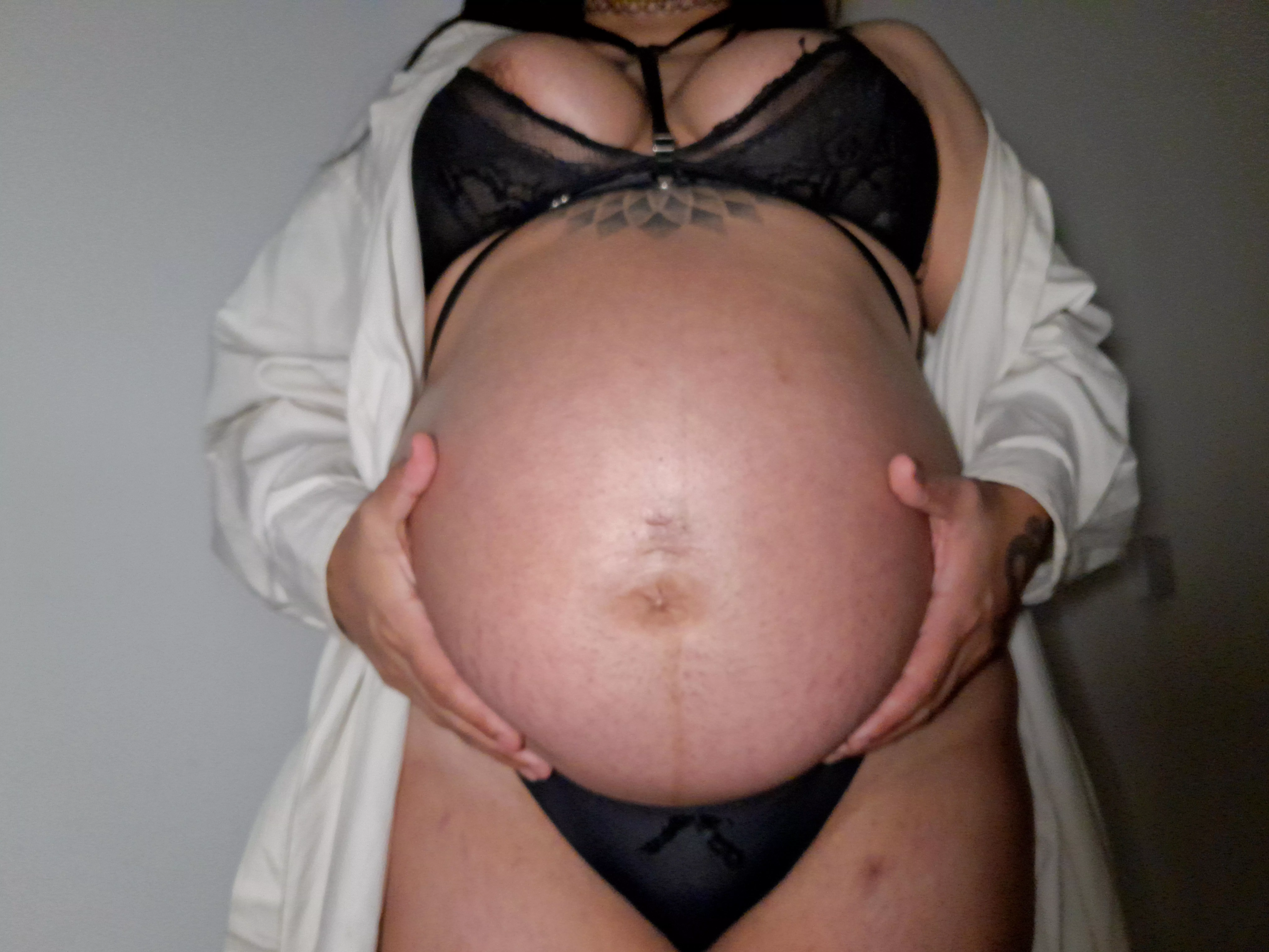 I continue to be amazed at how much a pregnant belly can grow and look better each time than the last one