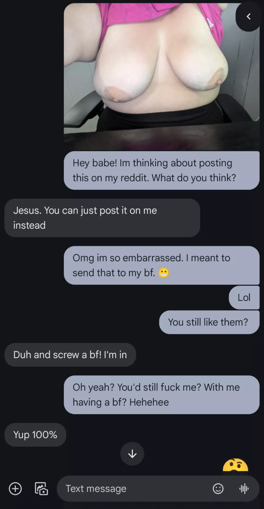 My ex boyfriend had text me the night before.........