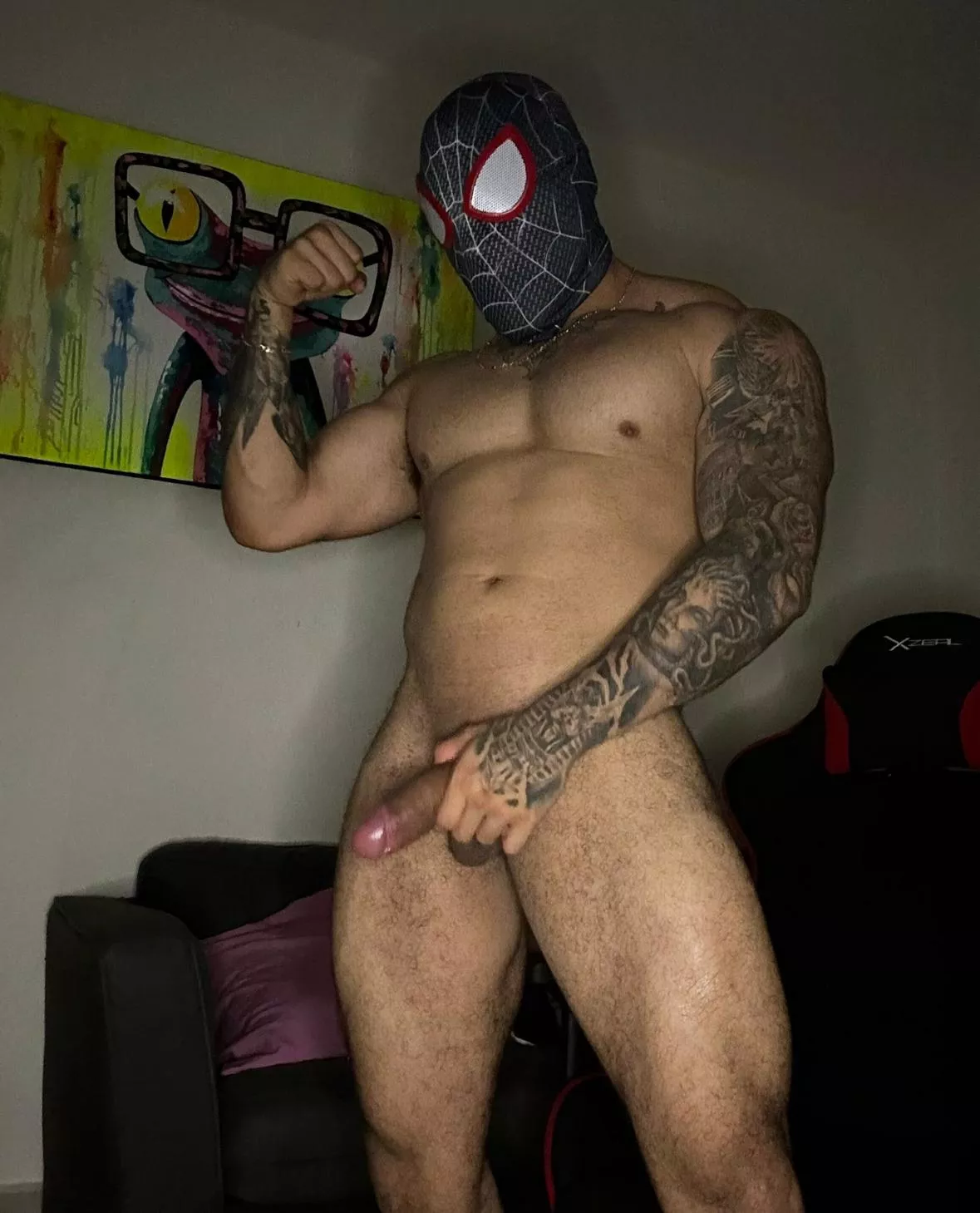 Sweaty and musky while wearing my halloween mask. 