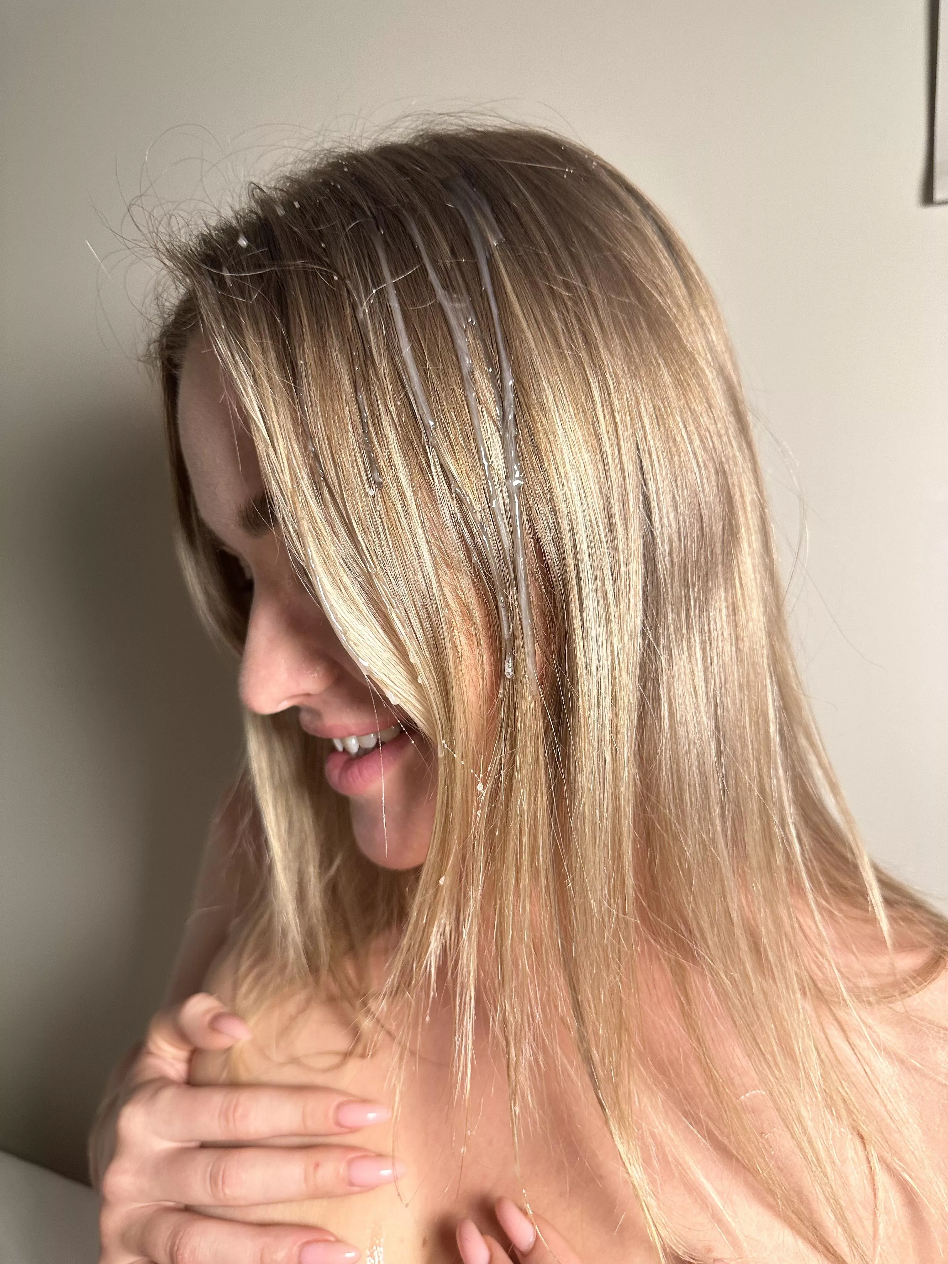 Cum tangled in my hair, hidden between the strands..