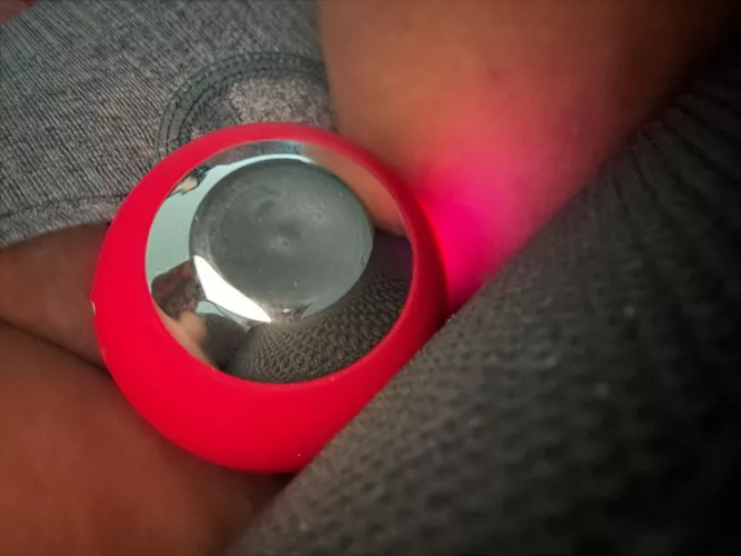 Cumming during zoom call