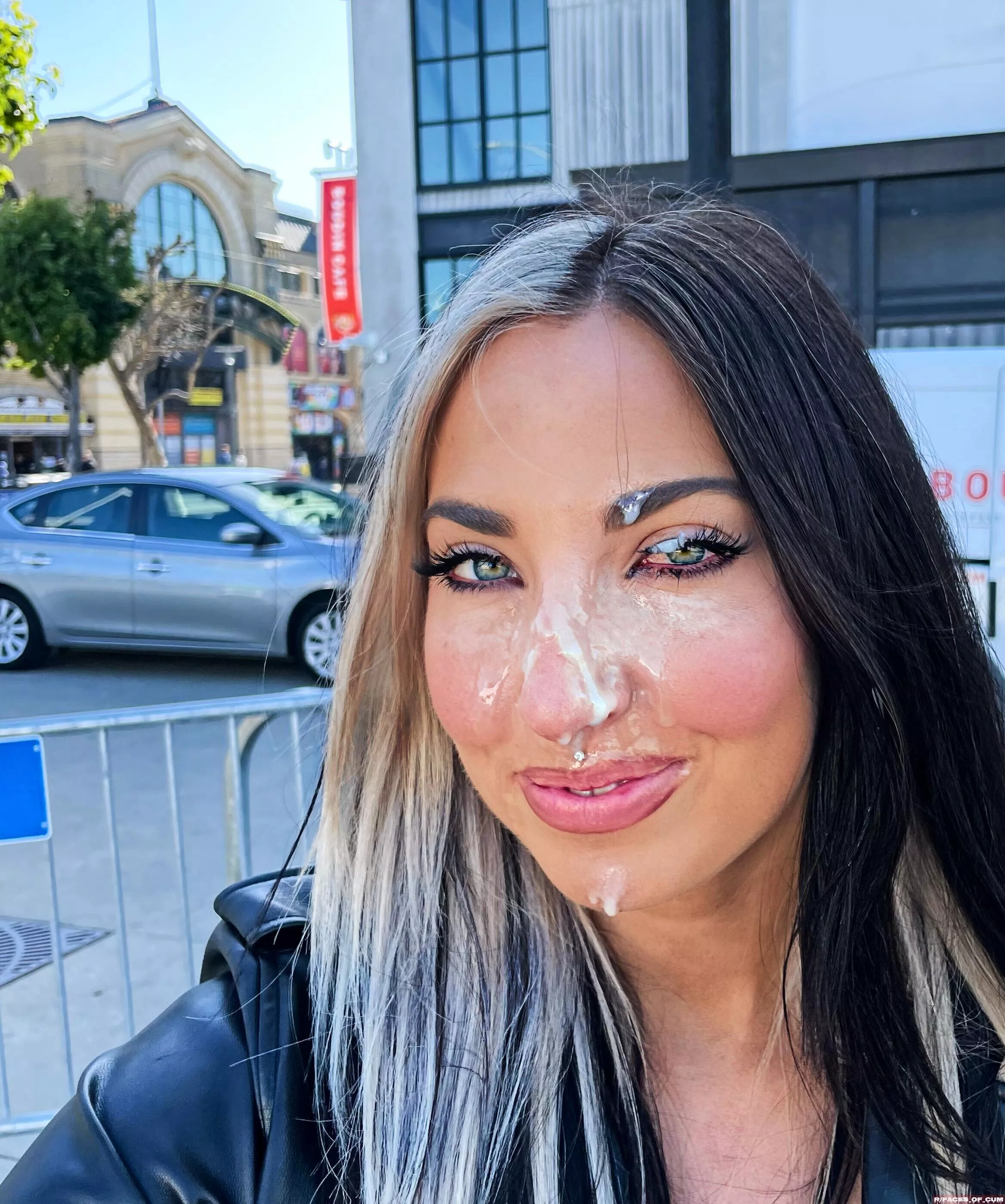 Girls in 2024: With cum on the street? Why not...?