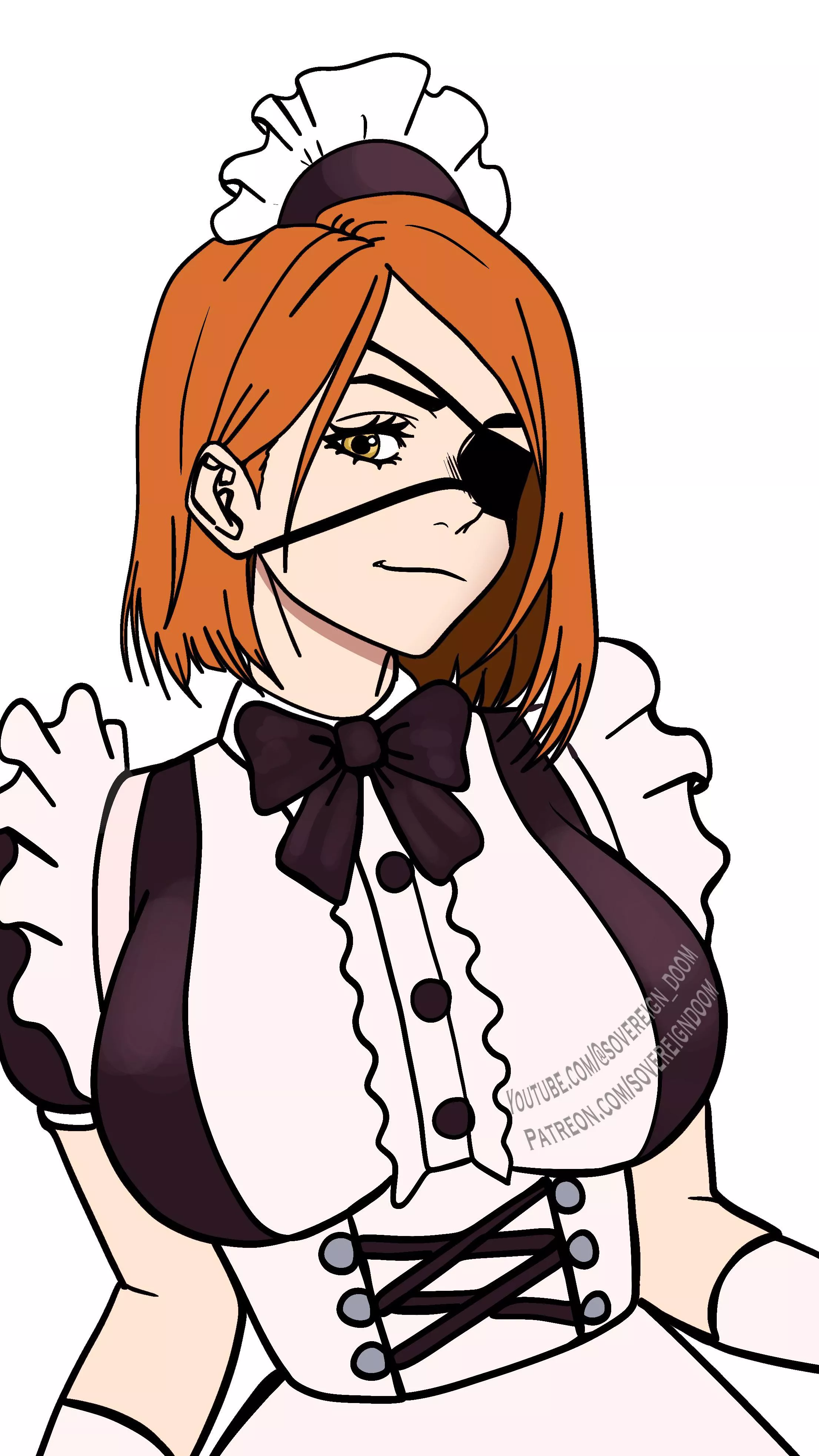 I drew Nobara as a French maid in 3 lines 
